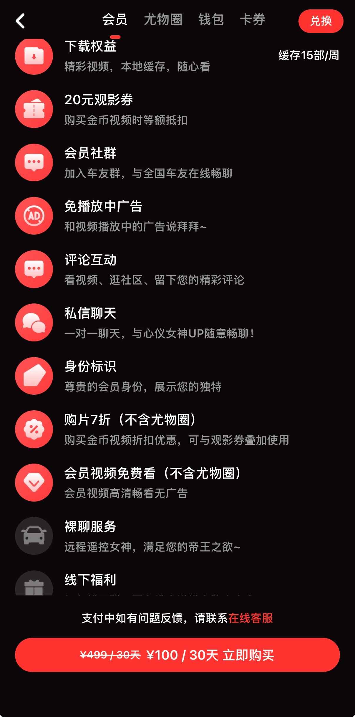 糖心Vlog会员100元套餐示意